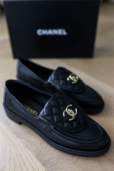 black chanel womens shoes|authentic Chanel loafers.